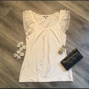 Cream Flutter Sleeve Top from Express